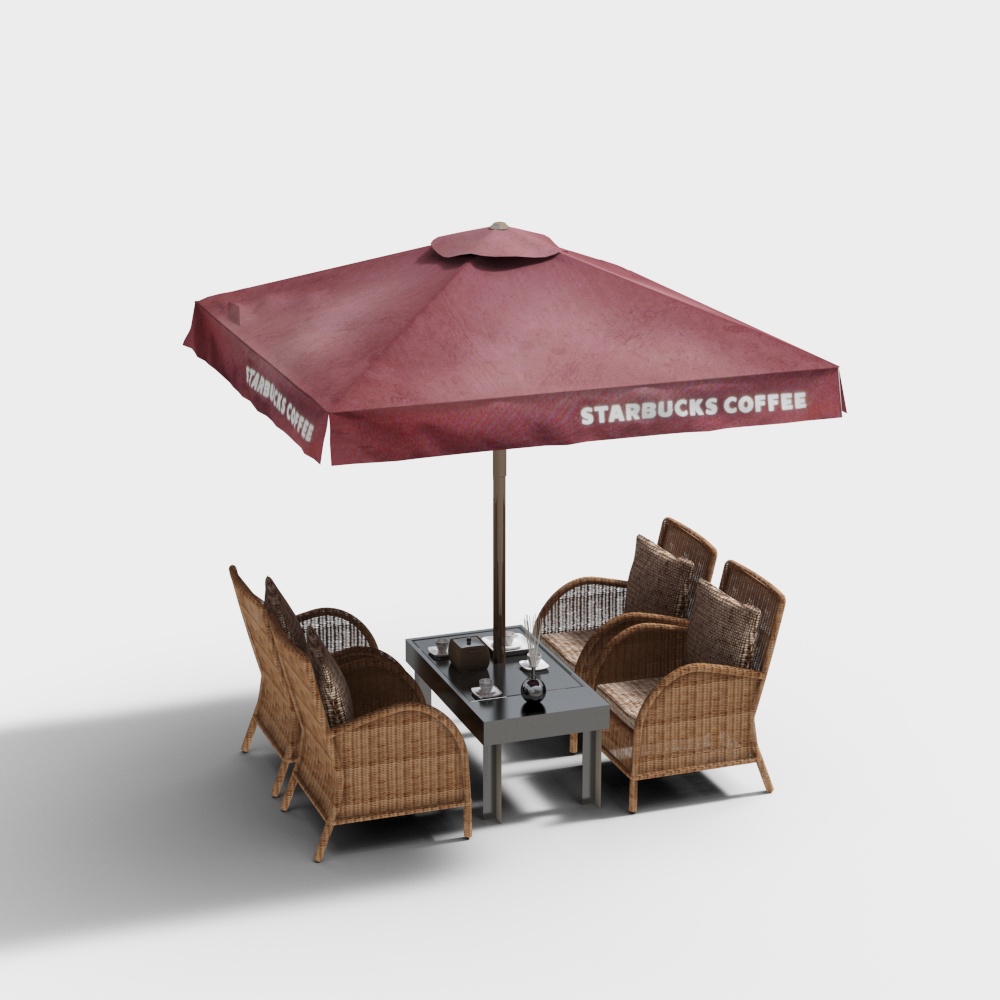 Modern outdoor leisure table, chair and umbrella seat