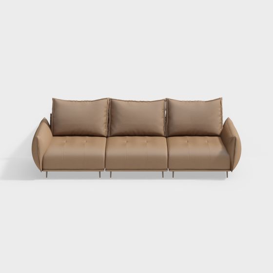 Modern 3.2m Leather Large Three-Seat Sofa in Earth Color