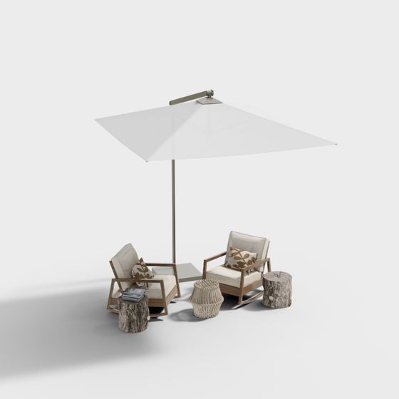 Ensemble de chaises longues ombragées extérieures modernes