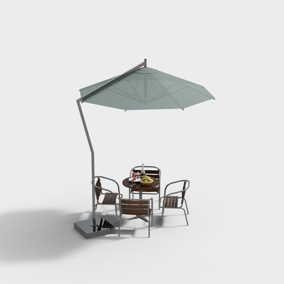 Sự kết hợp bàn ghế và ô dù ngoài trời
