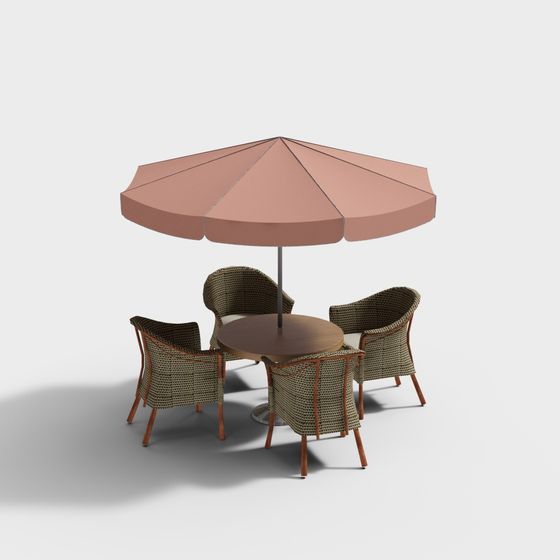 Chic Outdoor Leisure Table and Chair 3D Model for Creative Spaces