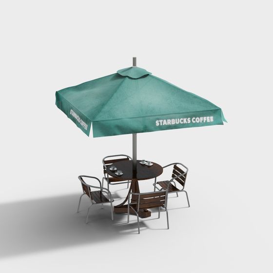 Starbucks Outdoor Table and Chairs 3D model for Urban Spaces