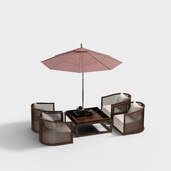 Ghế dưới ô dù thư giãn ngoài trời hiện đại