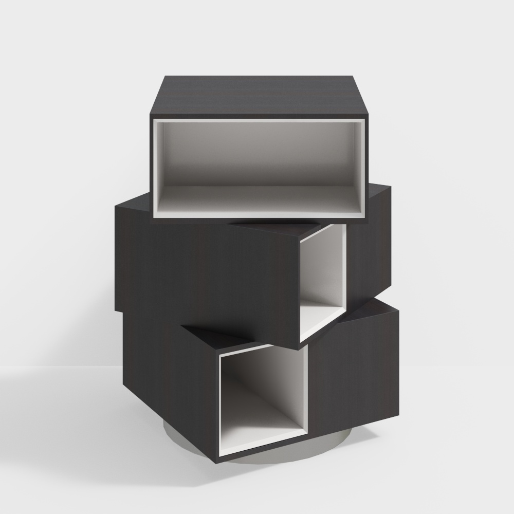 Unique Geometric Minimalist 3D Model – Black Wood Texture