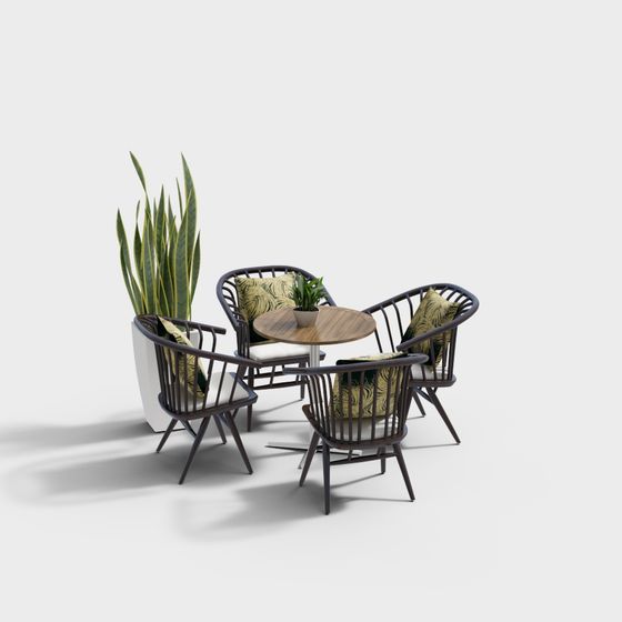 Urban Oasis Coffee Table and Chair Set 3D model
