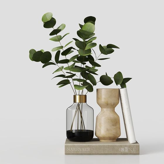 Chic Eucalyptus Vase Display 3D model for Modern Projects