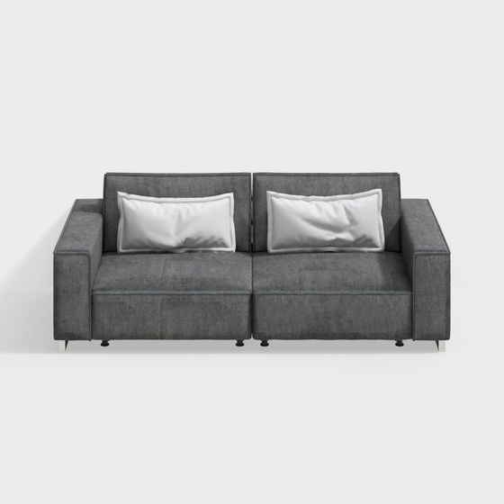Stylish Low-Poly Gray Sofa 3D model for Modern Spaces