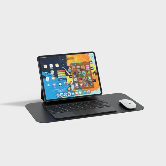 Modern Office Desk Set 3D model