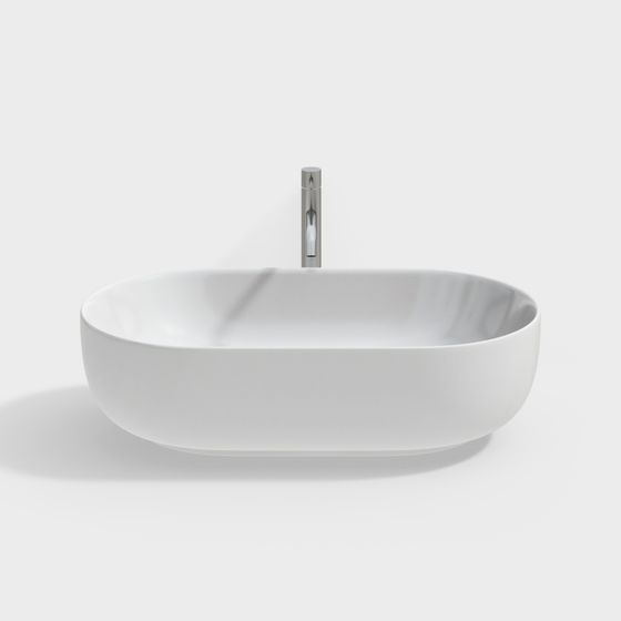 Elegant Oval Sink 3D model for Contemporary Interiors