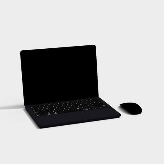 Stylish Laptop and Mouse 3D Model for Modern Workspaces