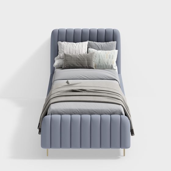 Elegant Low-Poly Single Bed 3D model