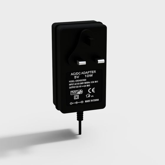 Minimalist Black AC/DC Adapter 3D model