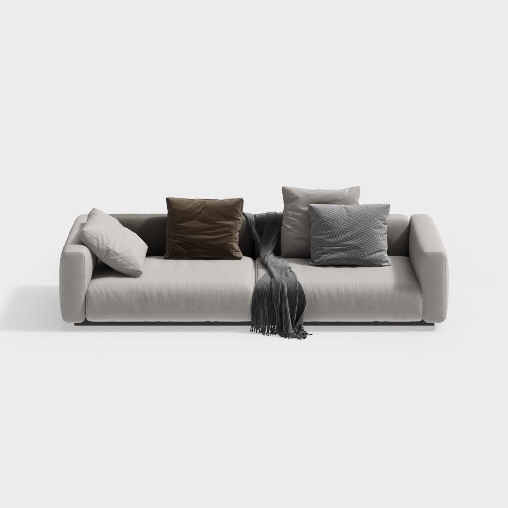 Minimalist living room with multi person sofa