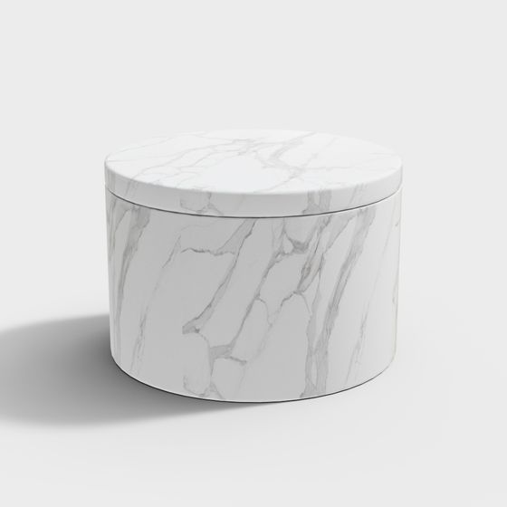 Elegant Marble Round Box 3D Model