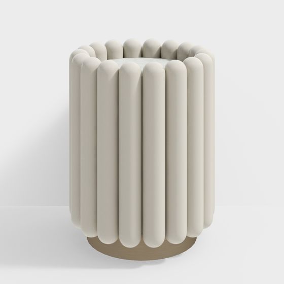 Cylindrical Pouf Stool 3D model