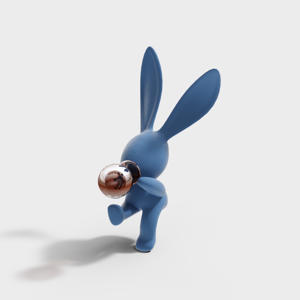 Charming Blue Bunny 3D Model – Low-poly Soft Texture
