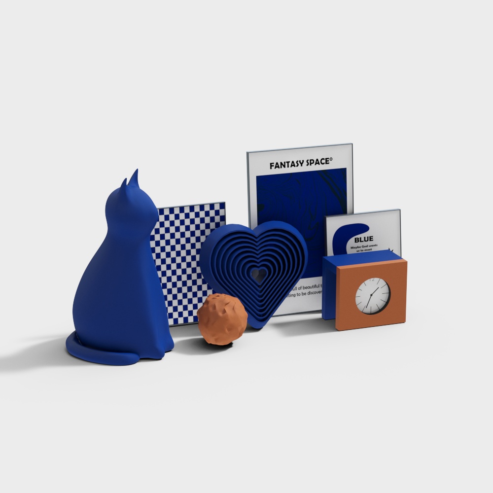 Blue Fantasy Space 3D Model – Playful Multi-Color Design