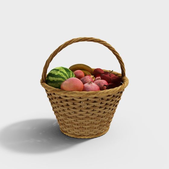 Low Poly 3D Fruit Basket Model for Creative Projects