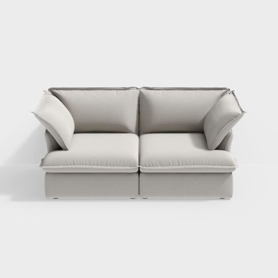 Stylish Minimalist Two-Seater Sofa 3D model