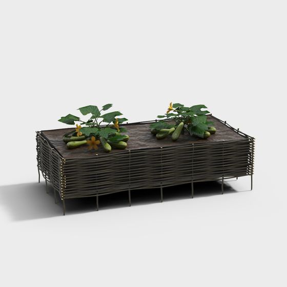 Jardín de patio moderno con huerto de vegetales que crece plantas