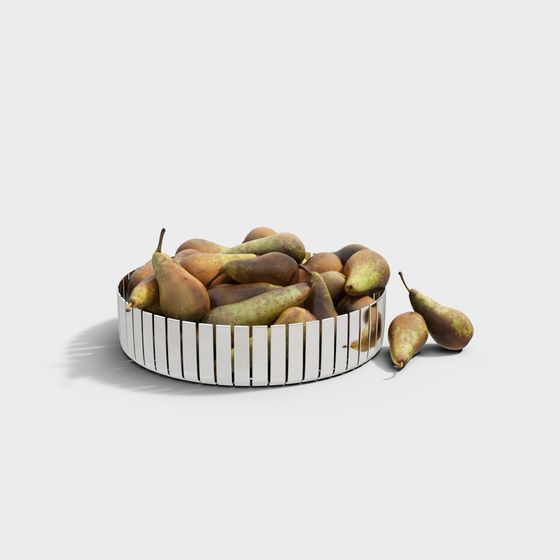 Silver Fruit Basket 3D model