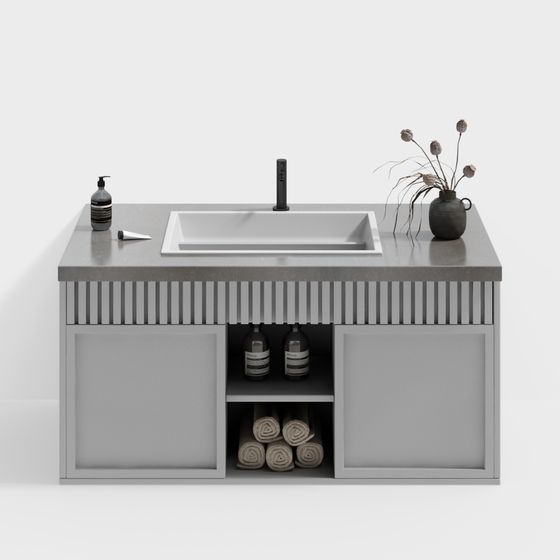 Stylish Bathroom Cabinet 3D model for Modern Spaces