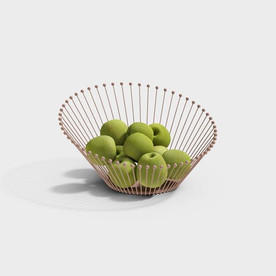Low-Poly Fruit Basket 3D Model