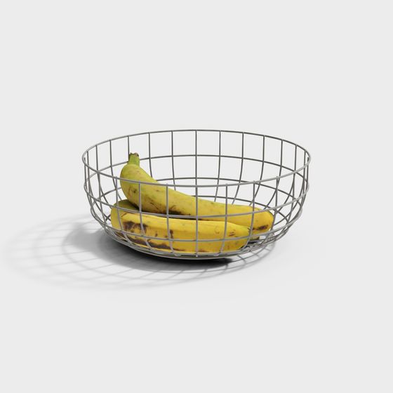 Stylish Metal Grid Fruit Basket 3D model