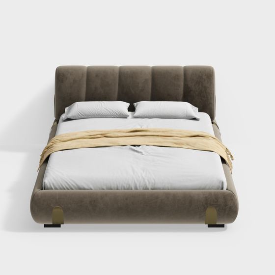 Stylish 3D Bed Model for Modern Interiors