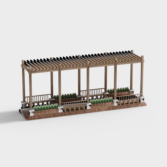 Stylish Wooden Pavilion 3D model for Serene Spaces