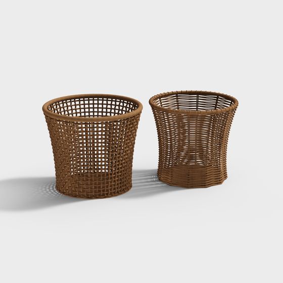 Rustic Woven Basket 3D Model