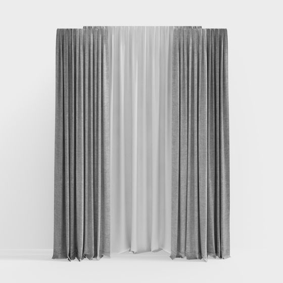 Stylish Gray Curtain 3D Model for Modern Interiors