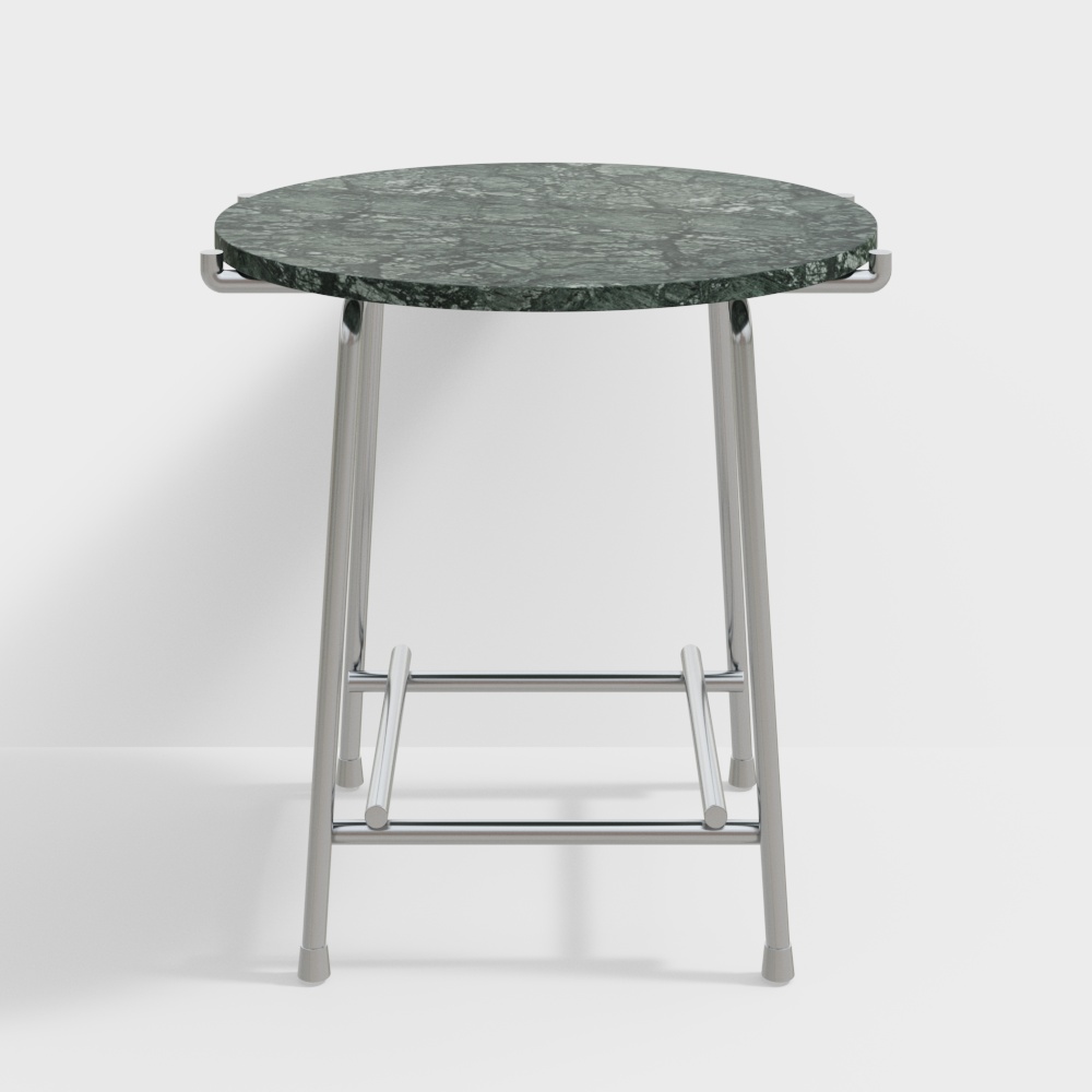 Urban Oasis Side Table 3D Model – Green Marble Design