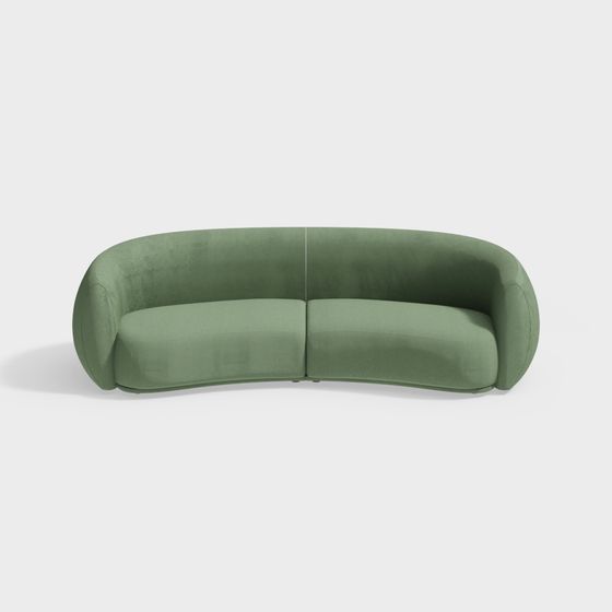 Unique Curved Green Sofa 3D model