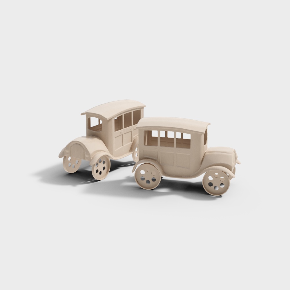 Vintage Low-Poly Car 3D Model