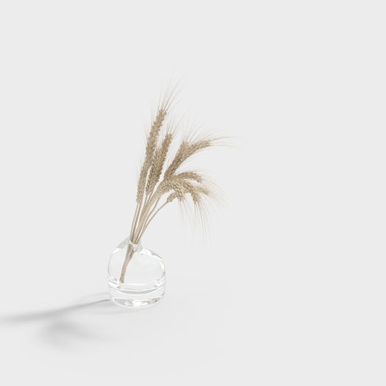 Glass Vase with Wheat 3D model