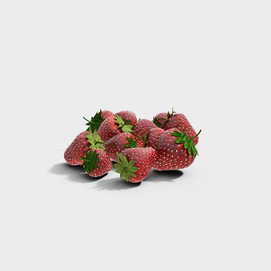 Fresh Strawberry Cluster 3D model for Creative Projects