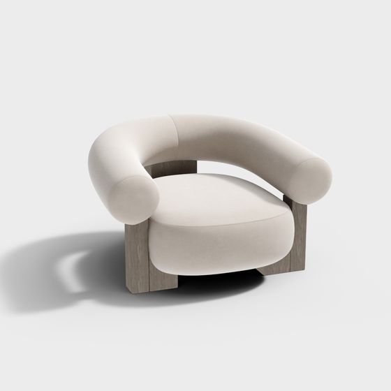 Elegant Curved Chair 3D model