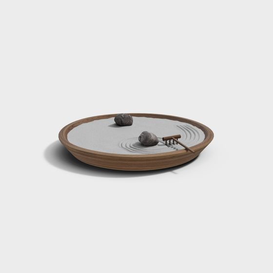 Zen Sand Tray 3D model for Tranquil Spaces