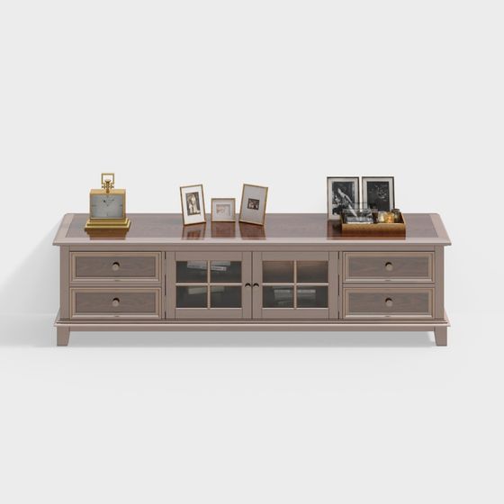 Elegant Low-Poly TV Cabinet 3D model