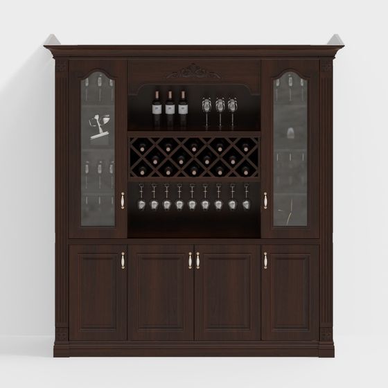 Elegant Wine Cabinet 3D model for Creative Projects