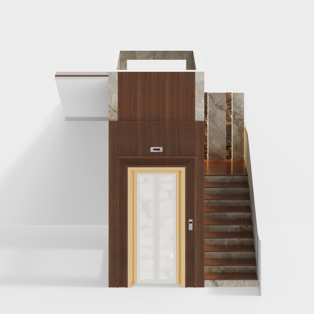 Urban Ladder 3D Model – Wood and Marble Texture