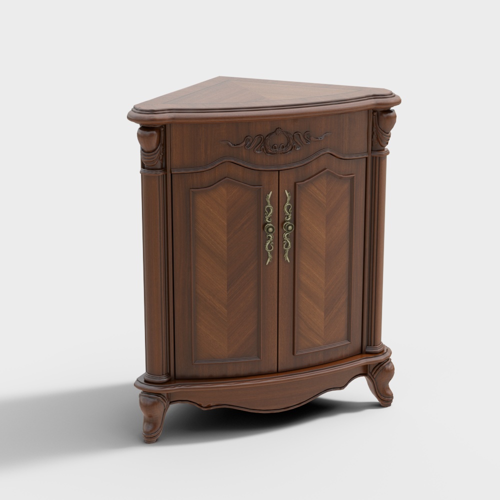 Corner triangle decorative cabinet