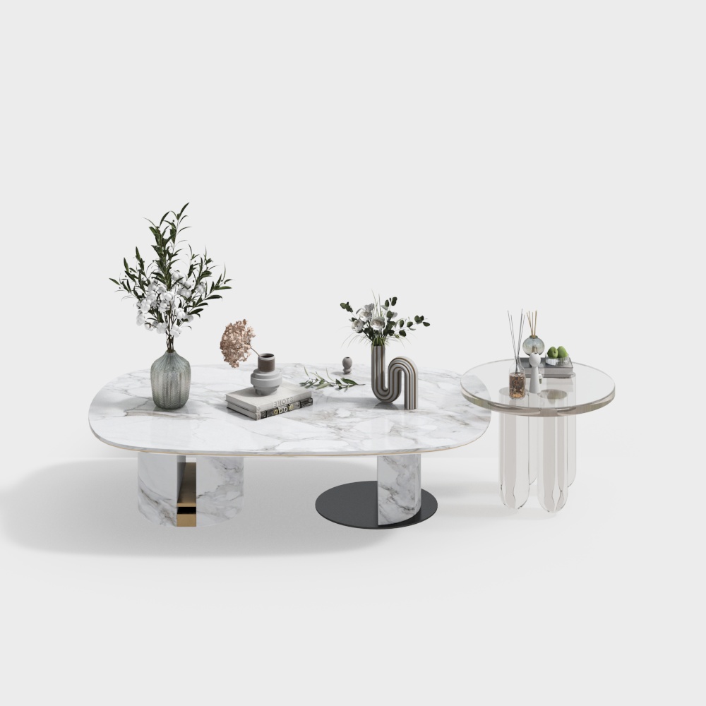 Marble Round Table 3D Model – Minimalist Stone Design