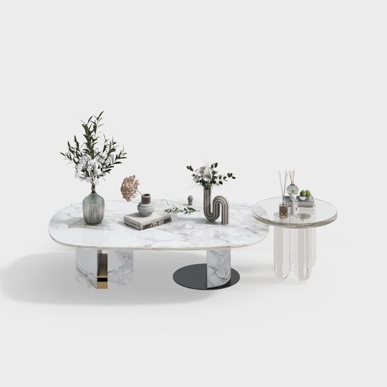 Marble Round Table 3D model Collection
