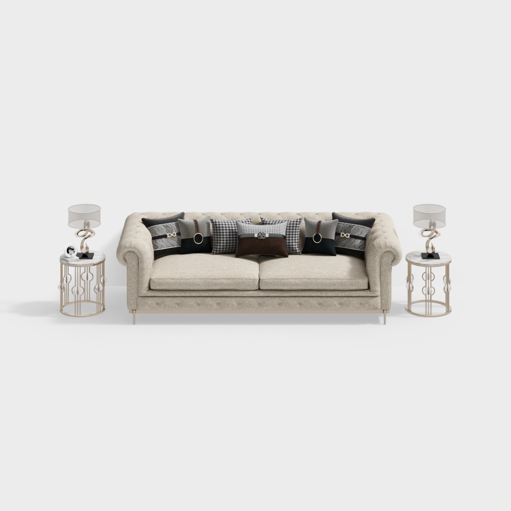 Urban Elegance Sofa 3D Model – Fabric Upholstered Comfort