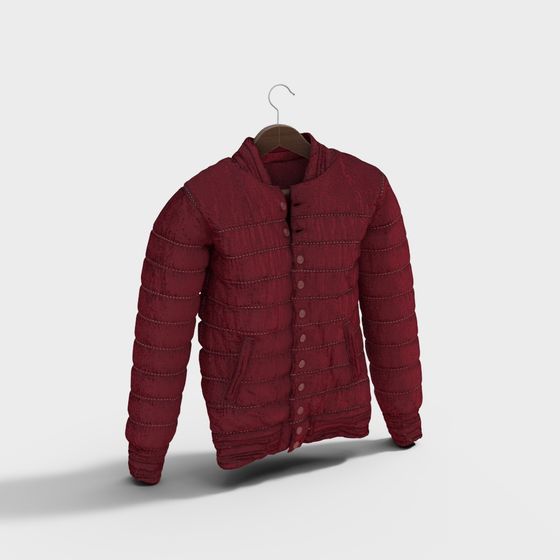 Stylish Red Puffer Jacket 3D Model for Creative Projects