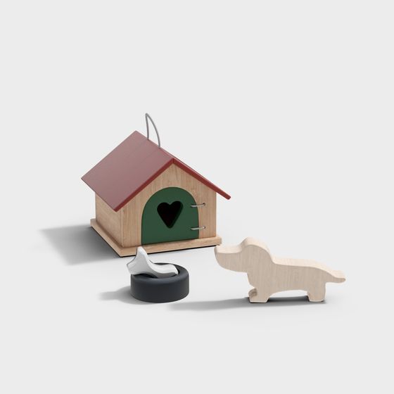 Charming Low-Poly Dog House 3D Model