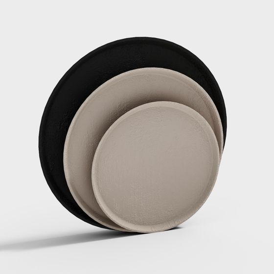 Stylish Three-Piece Plate Set 3D model for Creative Designs