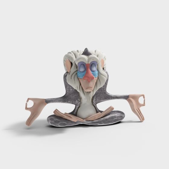 Artistic Low-Poly Monkey 3D Model for Calm Spaces